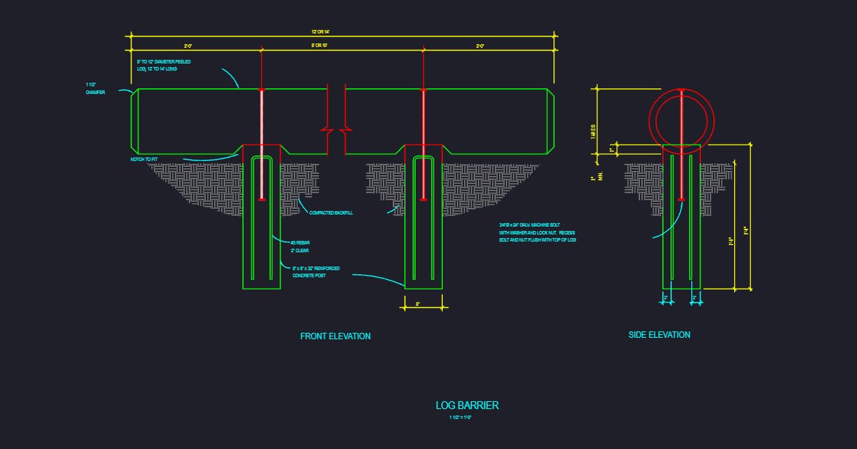 Wood Barrier/Barrier Log (USFS FAW3)