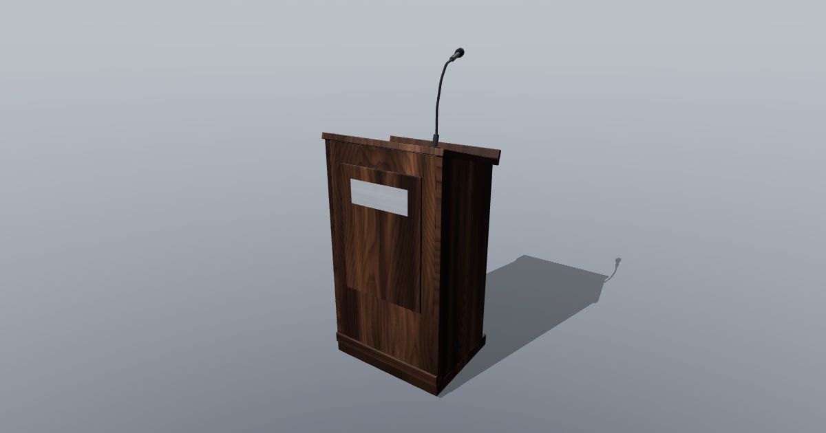 Wood lectern / podium (walnut, with microphone)