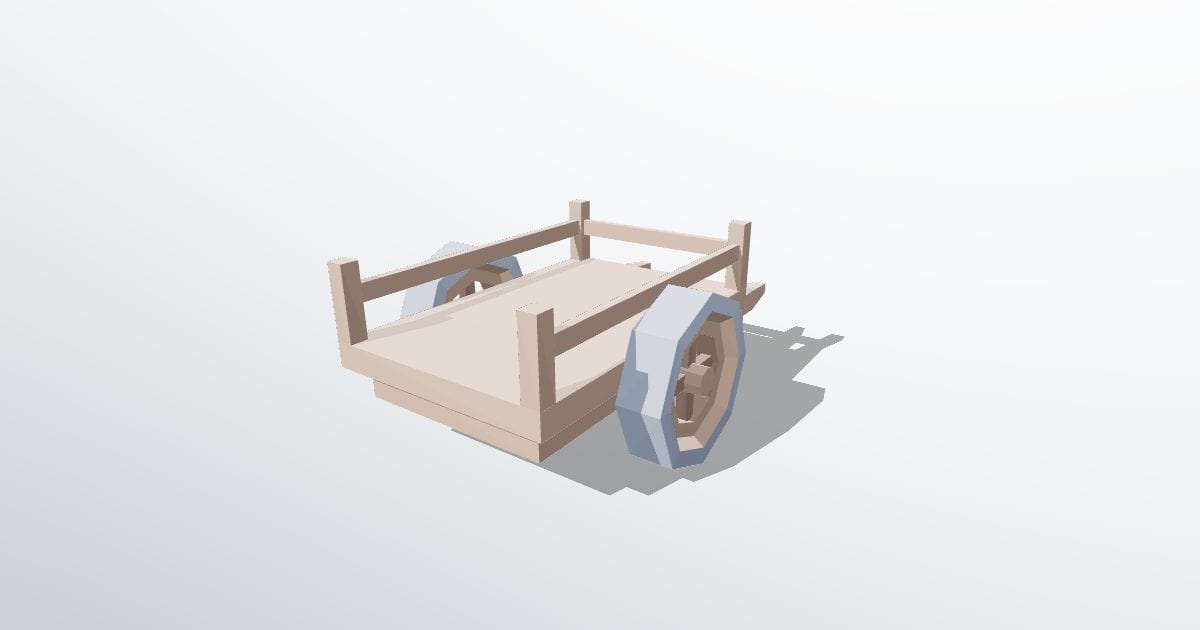 Wooden cart, low poly