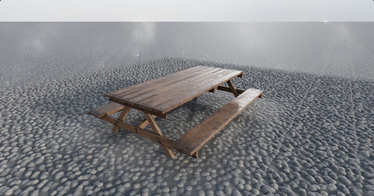 Wooden picnic table