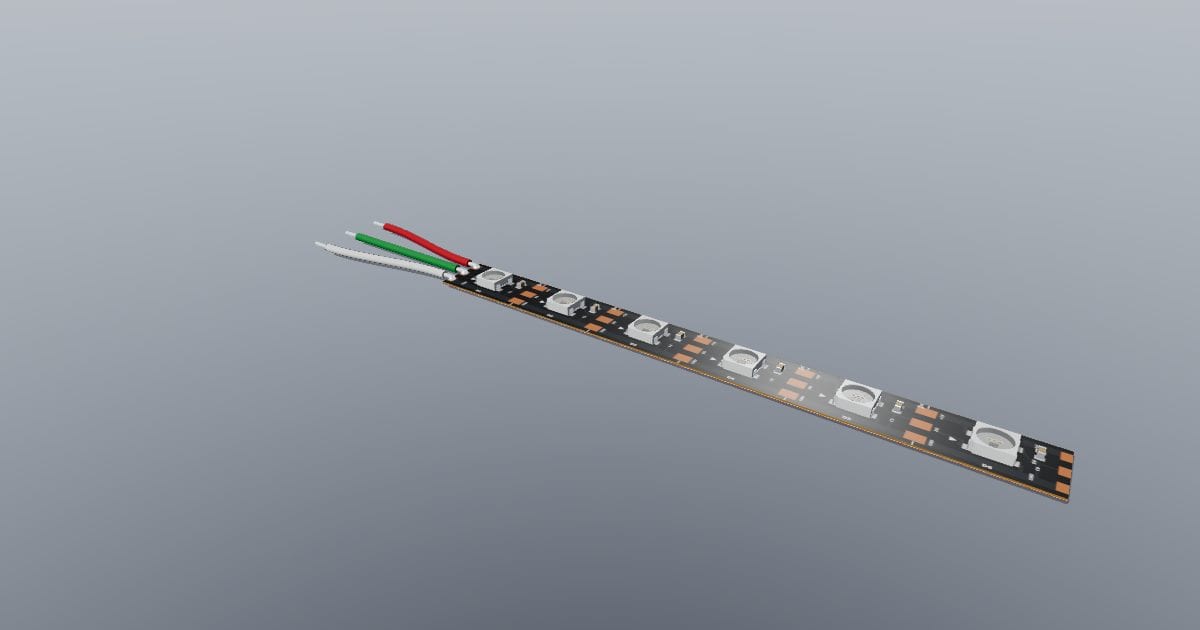 WS2812B addressable LED strip segment, 6 LEDs at 60/m with input leads