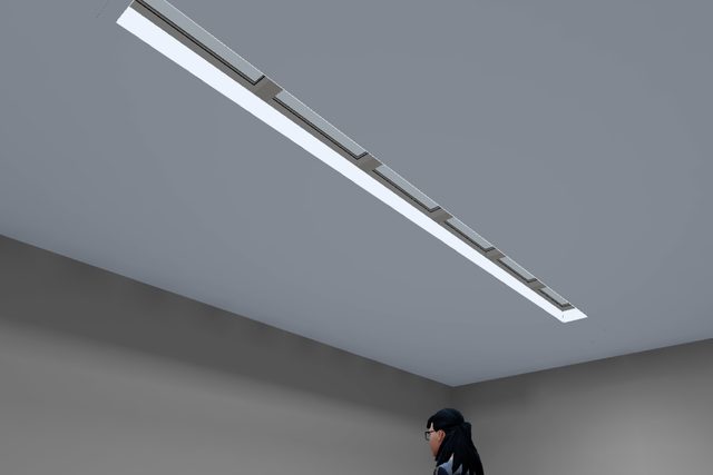 Circadian Lab 3D view: CS12 (1×2 ft) lay-in array, 6 fixtures butted end to end