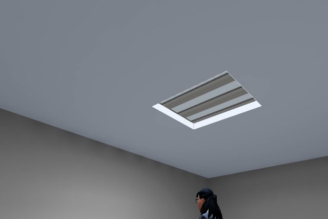 Circadian Lab 3D view: CS14 (1×4 ft) lay-in array, 3 fixtures butted side by side