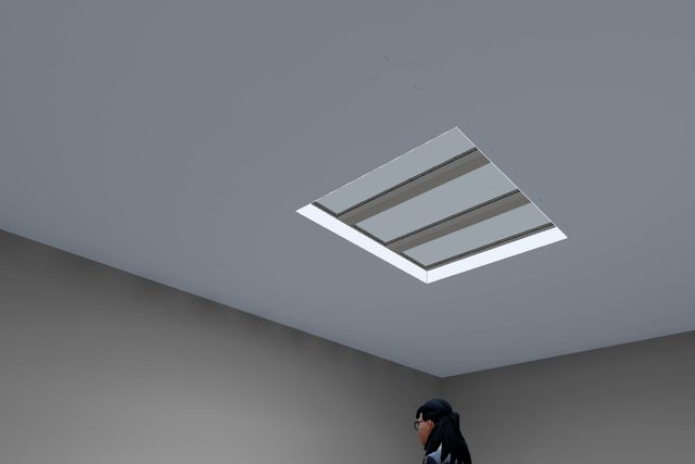Circadian Lab 3D view: CS154 (1.5×4 ft) lay-in array, 3 fixtures butted side by side