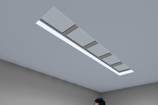 Circadian Lab 3D view: CS22 (2×2 ft) lay-in array, 5-fixture row