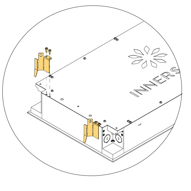 Grid clips screwed to the back of the fixture with the provided self-tapping screws