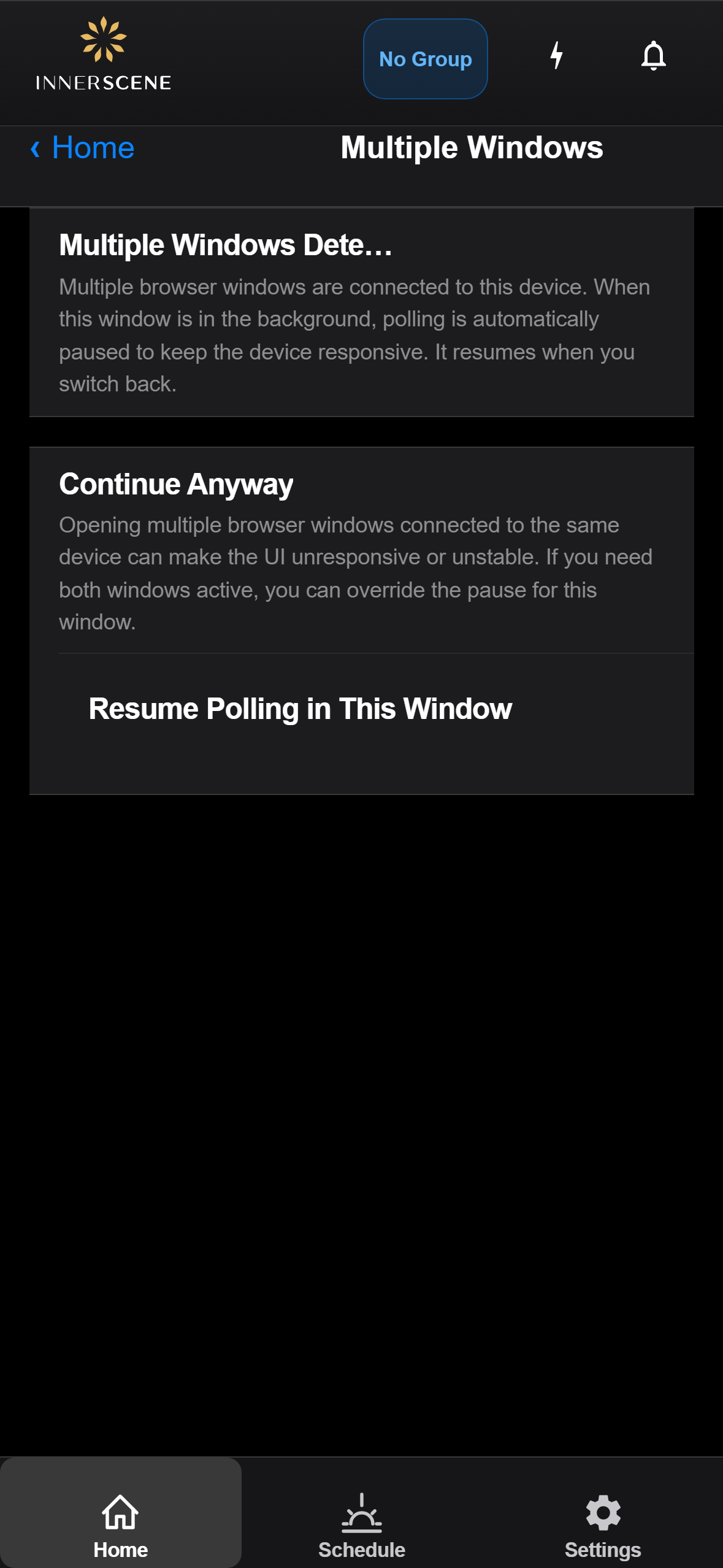 Multiple Windows screen of the Circadian Sky controller interface