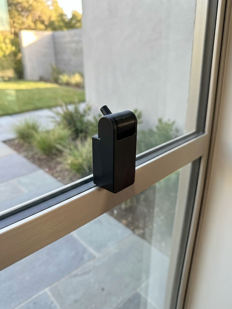 SkySync taped to the inside of a window with the sensor barrel exposed